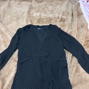 Dynamite Black and White Polka Dot Long Sleeve Dress